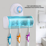 Toothbrush Holder, Dust-proof Wall Mount Suction Cup - Holds 5 Toothbrush ( F + S)