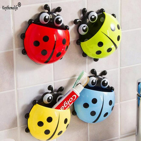 Ladybug Suction Cup Children Toothbrush Holder - 1Pc