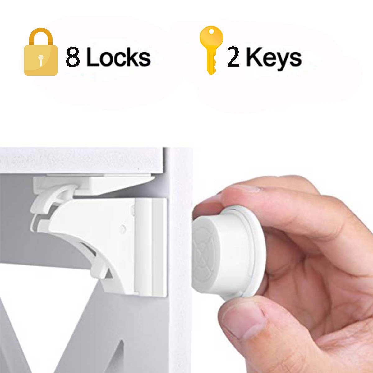 2pcs magnetic lock invisible security lock child lock for cabinet doors and  drawers (2 locks + 1 magnetic key) 8932920. Magnetic lock REVALOC made of
